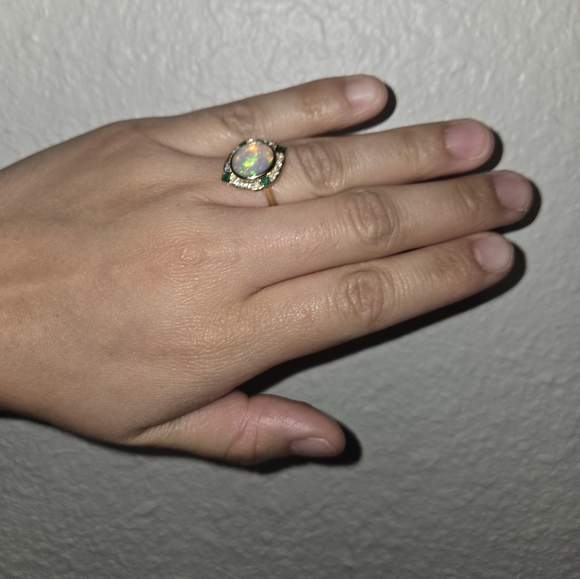 Opal,Emerald, 1/5 ct. tw. Diamond Ring in 10K Ring - Picture 13 of 16